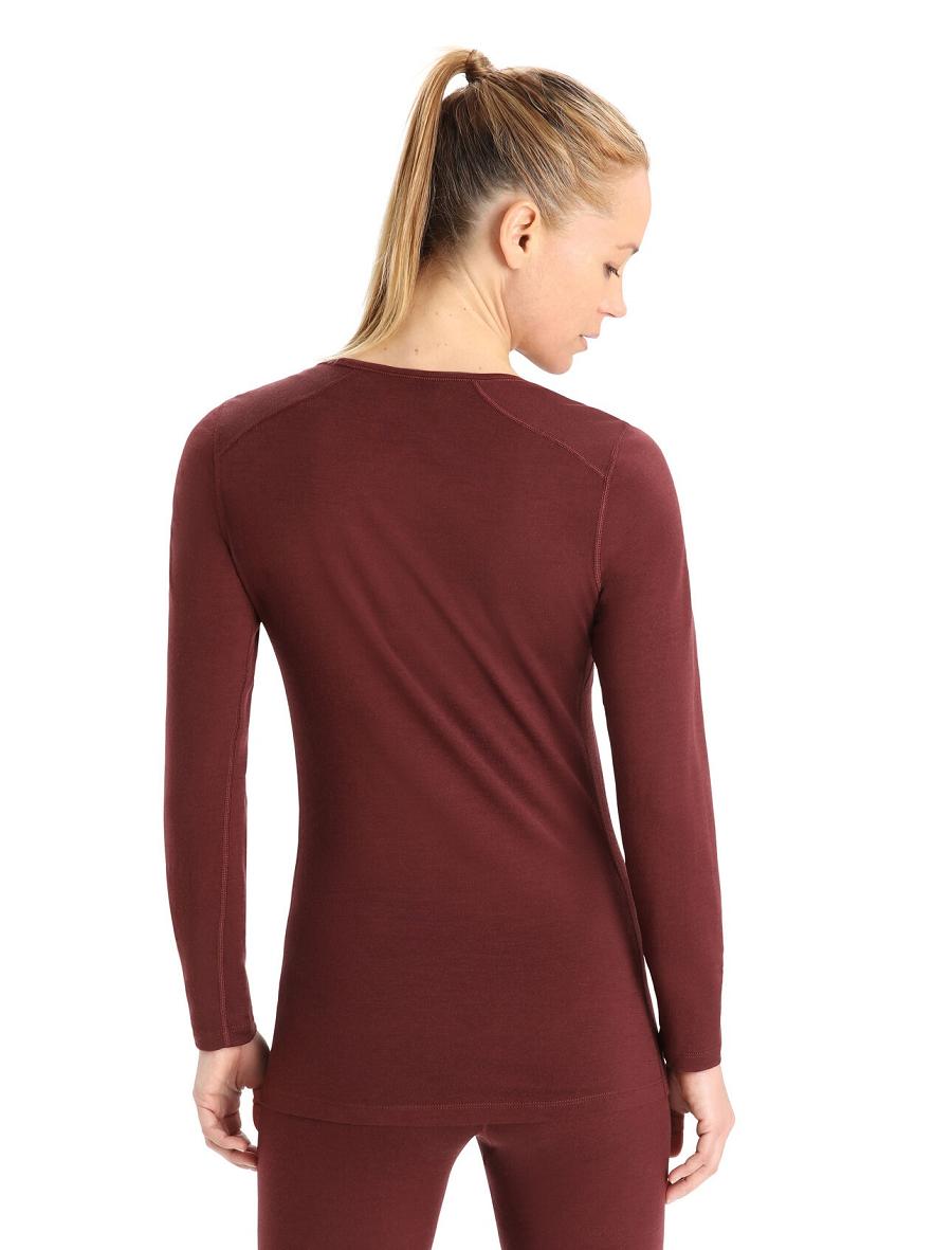 Une pièce Icebreaker Merino 200 Oasis Long Sleeve Scoop Neck Thermal Top Femme Rouge | FR 1773AHKP